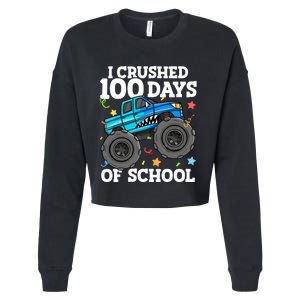 100 Days Of School Monster Truck 100th Day Of School Boy Cropped Pullover Crew