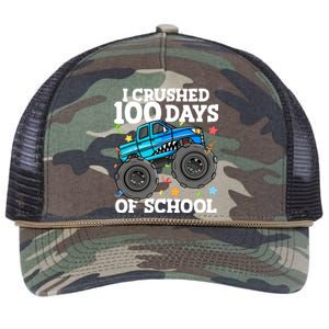 100 Days Of School Monster Truck 100th Day Of School Boy Retro Rope Trucker Hat Cap