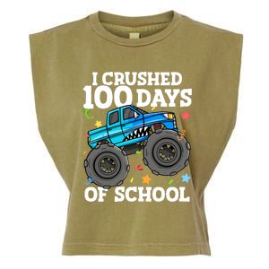 100 Days Of School Monster Truck 100th Day Of School Boy Garment-Dyed Women's Muscle Tee