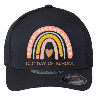 100th Day Of School Rainbow Teacher Flexfit Unipanel Trucker Cap