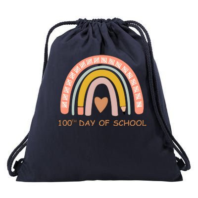 100th Day Of School Rainbow Teacher Drawstring Bag