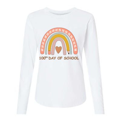 100th Day Of School Rainbow Teacher Womens Cotton Relaxed Long Sleeve T-Shirt