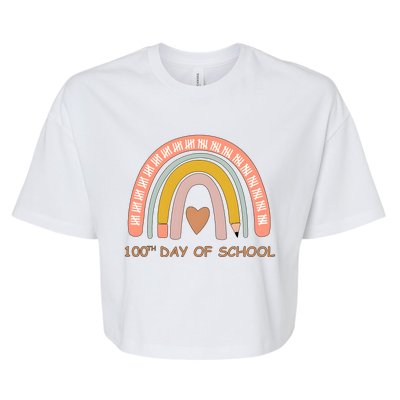 100th Day Of School Rainbow Teacher Bella+Canvas Jersey Crop Tee