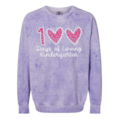 100 Days Of Loving Kindergarten 100 Days Of School Celebration Colorblast Crewneck Sweatshirt