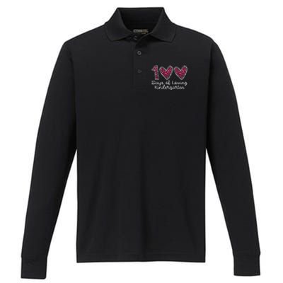 100 Days Of Loving Kindergarten 100 Days Of School Celebration Performance Long Sleeve Polo