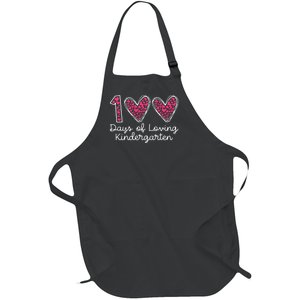 100 Days Of Loving Kindergarten 100 Days Of School Celebration Full-Length Apron With Pockets