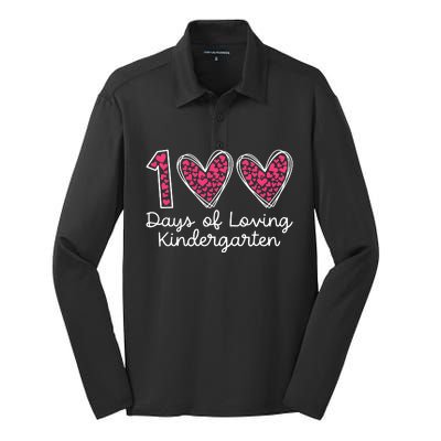 100 Days Of Loving Kindergarten 100 Days Of School Celebration Silk Touch Performance Long Sleeve Polo