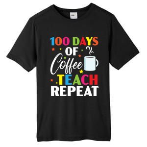 100 Days Of Coffee Teach Repeat 100 Days Of School Gift Tall Fusion ChromaSoft Performance T-Shirt