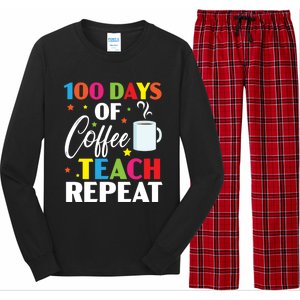 100 Days Of Coffee Teach Repeat 100 Days Of School Gift Long Sleeve Pajama Set