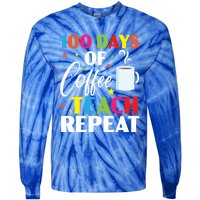 100 Days Of Coffee Teach Repeat 100 Days Of School Gift Tie-Dye Long Sleeve Shirt