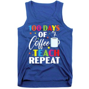 100 Days Of Coffee Teach Repeat 100 Days Of School Gift Tank Top