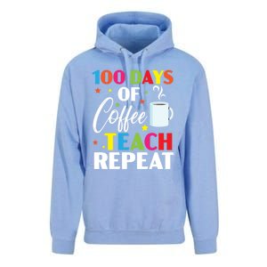 100 Days Of Coffee Teach Repeat 100 Days Of School Gift Unisex Surf Hoodie