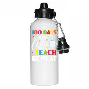 100 Days Of Coffee Teach Repeat 100 Days Of School Gift Aluminum Water Bottle