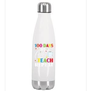 100 Days Of Coffee Teach Repeat 100 Days Of School Gift Stainless Steel Insulated Water Bottle