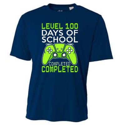 100 Days Of School Completed Level Up Gaming Cooling Performance Crew T-Shirt