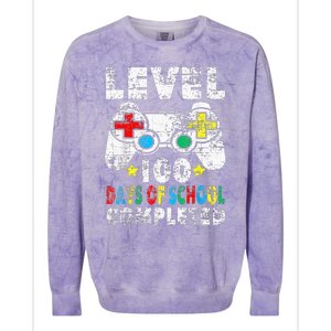 100 Days Of School Completed Gamer Gifts Level Up Gaming Colorblast Crewneck Sweatshirt