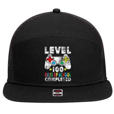 100 Days Of School Completed Gamer Gifts Level Up Gaming 7 Panel Mesh Trucker Snapback Hat