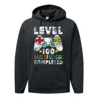 100 Days Of School Completed Gamer Gifts Level Up Gaming Performance Fleece Hoodie