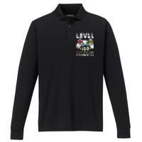 100 Days Of School Completed Gamer Gifts Level Up Gaming Performance Long Sleeve Polo