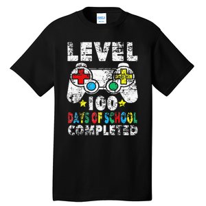 100 Days Of School Completed Gamer Gifts Level Up Gaming Tall T-Shirt