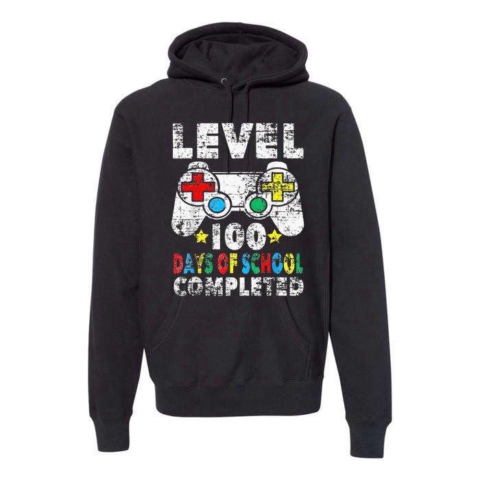 100 Days Of School Completed Gamer Gifts Level Up Gaming Premium Hoodie