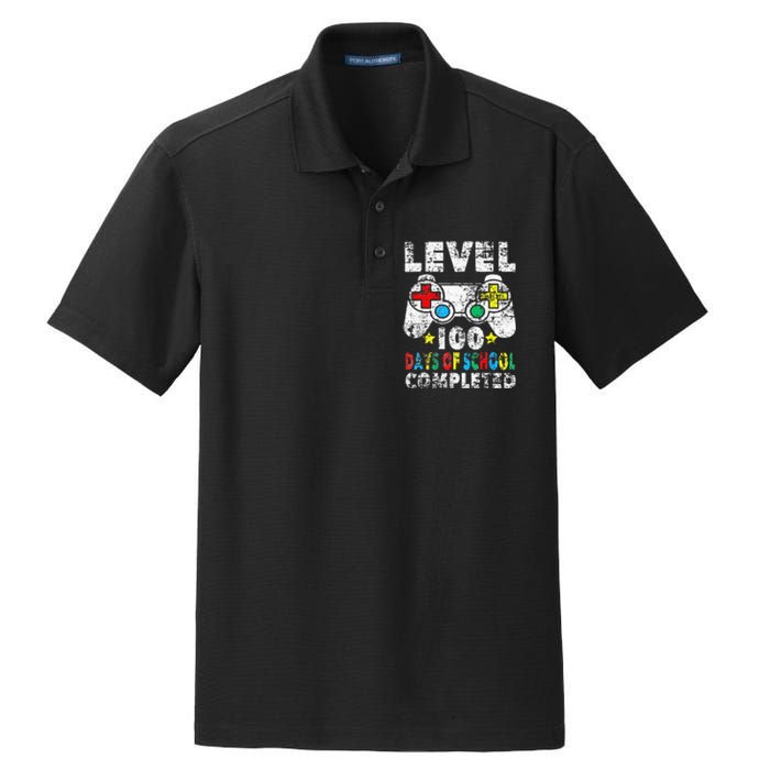 100 Days Of School Completed Gamer Gifts Level Up Gaming Dry Zone Grid Polo