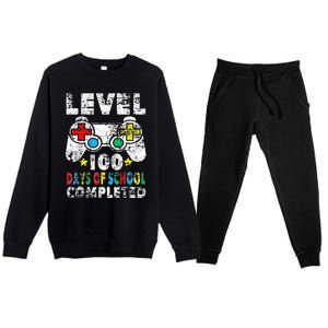 100 Days Of School Completed Gamer Gifts Level Up Gaming Premium Crewneck Sweatsuit Set