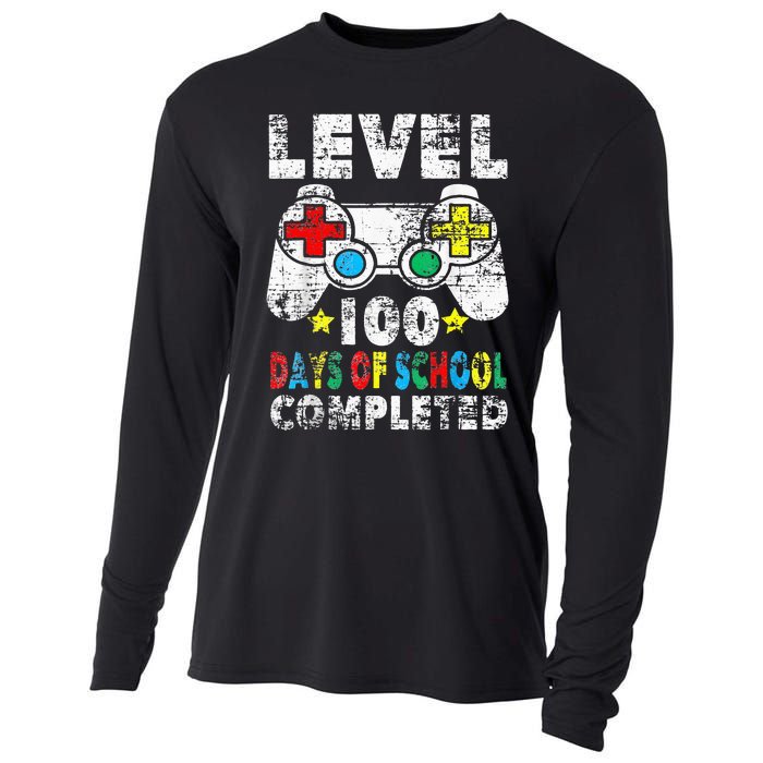 100 Days Of School Completed Gamer Gifts Level Up Gaming Cooling Performance Long Sleeve Crew