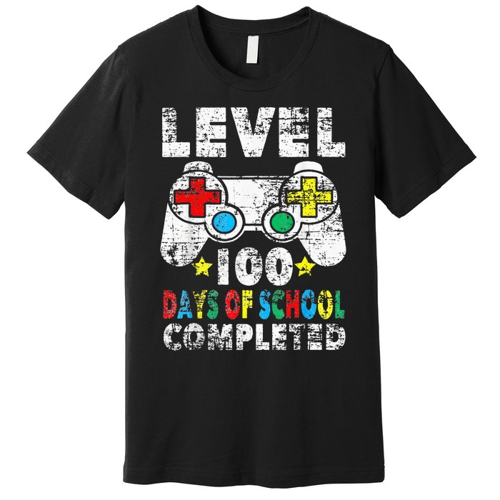 100 Days Of School Completed Gamer Gifts Level Up Gaming Premium T-Shirt