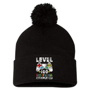 100 Days Of School Completed Gamer Gifts Level Up Gaming Pom Pom 12in Knit Beanie