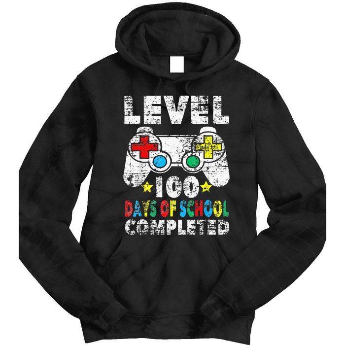 100 Days Of School Completed Gamer Gifts Level Up Gaming Tie Dye Hoodie