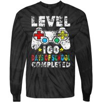 100 Days Of School Completed Gamer Gifts Level Up Gaming Tie-Dye Long Sleeve Shirt