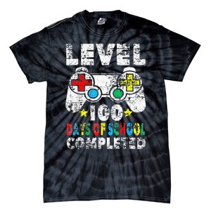 100 Days Of School Completed Gamer Gifts Level Up Gaming Tie-Dye T-Shirt