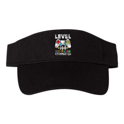 100 Days Of School Completed Gamer Gifts Level Up Gaming Valucap Bio-Washed Visor