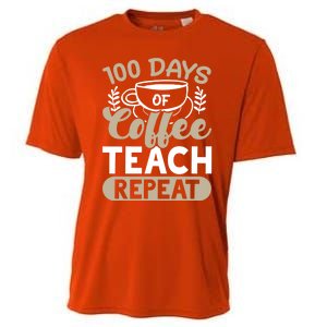 100 Days Of Coffee Teach Repeat 100 Days Of School Cute Gift Cooling Performance Crew T-Shirt