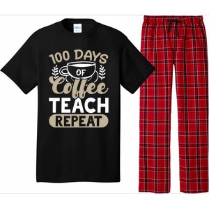 100 Days Of Coffee Teach Repeat 100 Days Of School Cute Gift Pajama Set