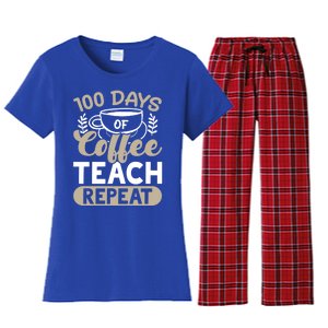 100 Days Of Coffee Teach Repeat 100 Days Of School Cute Gift Women's Flannel Pajama Set