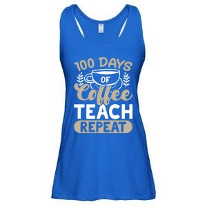 100 Days Of Coffee Teach Repeat 100 Days Of School Cute Gift Ladies Essential Flowy Tank