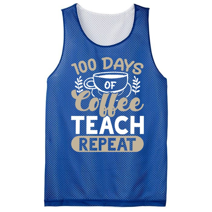 100 Days Of Coffee Teach Repeat 100 Days Of School Cute Gift Mesh Reversible Basketball Jersey Tank