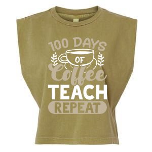 100 Days Of Coffee Teach Repeat 100 Days Of School Cute Gift Garment-Dyed Women's Muscle Tee