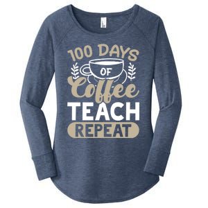 100 Days Of Coffee Teach Repeat 100 Days Of School Cute Gift Women's Perfect Tri Tunic Long Sleeve Shirt