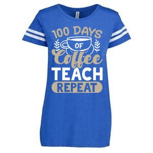 100 Days Of Coffee Teach Repeat 100 Days Of School Cute Gift Enza Ladies Jersey Football T-Shirt