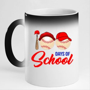 100 Days Of School Baseball 11oz Black Color Changing Mug