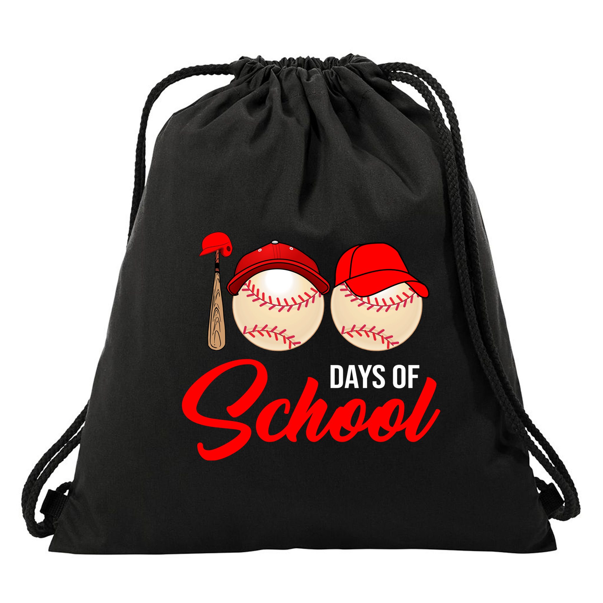 100 Days Of School Baseball Drawstring Bag