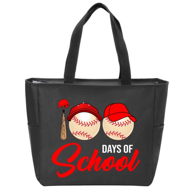 100 Days Of School Baseball Zip Tote Bag