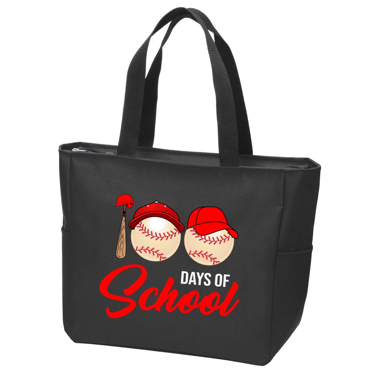 100 Days Of School Baseball Zip Tote Bag