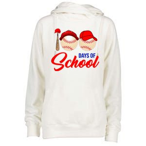 100 Days Of School Baseball Womens Funnel Neck Pullover Hood