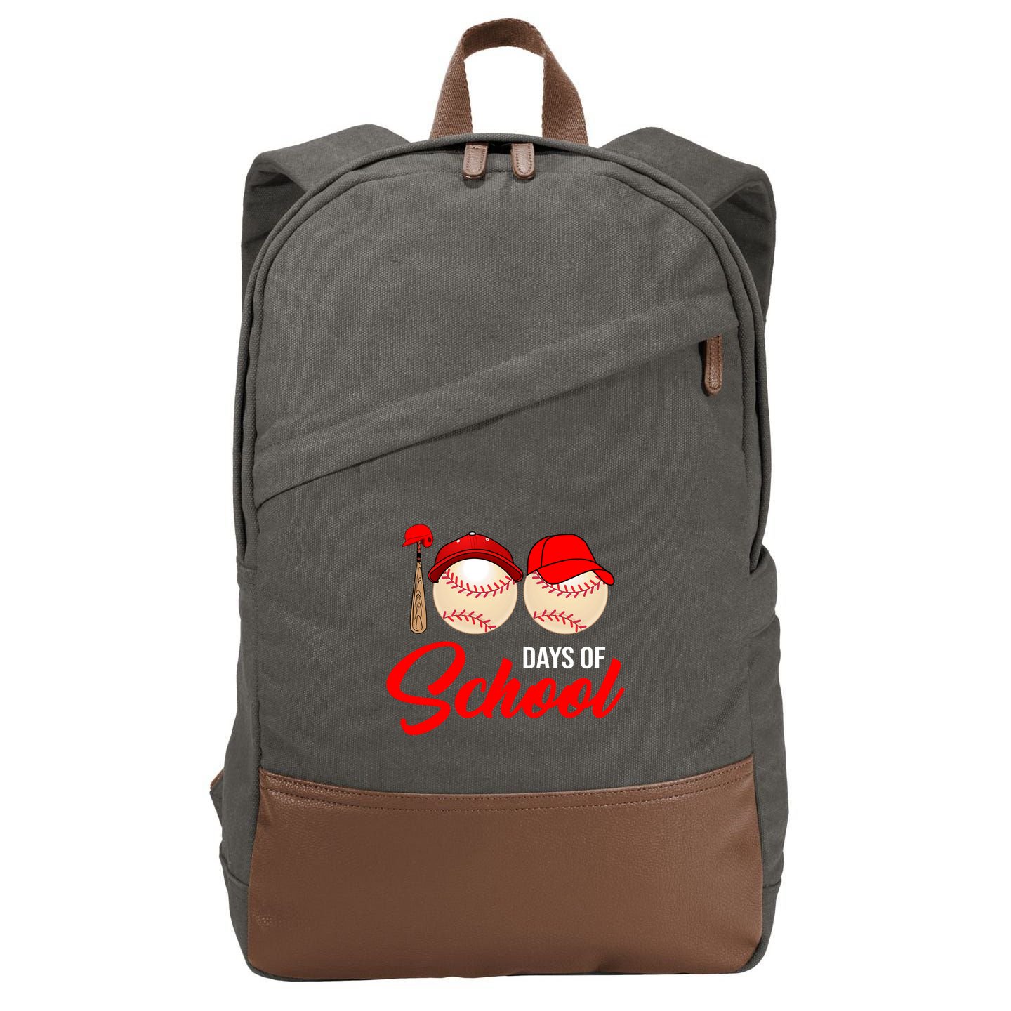 100 Days Of School Baseball Cotton Canvas Backpack