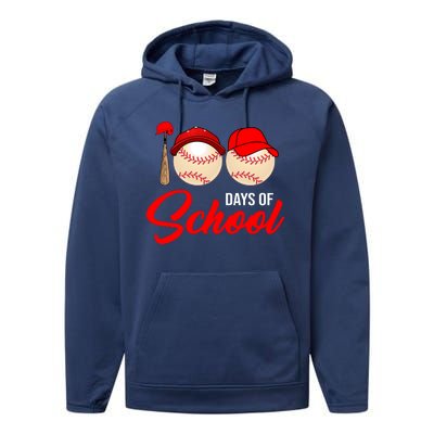 100 Days Of School Baseball Performance Fleece Hoodie