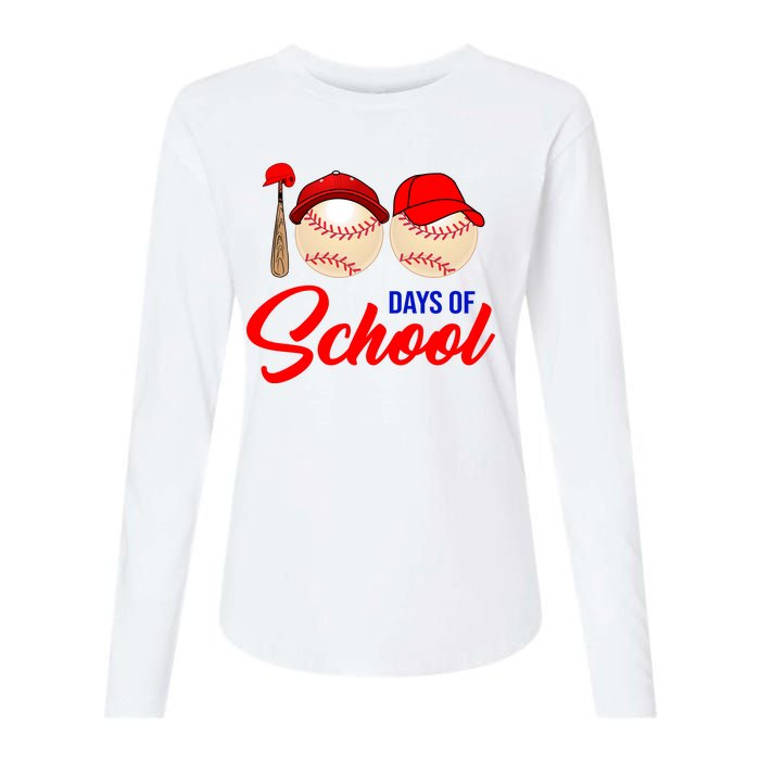 100 Days Of School Baseball Womens Cotton Relaxed Long Sleeve T-Shirt